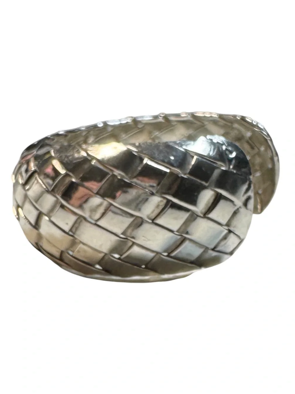 Vintage Taxco Mexico Basket Weave Woven 925 Sterling Silver Cuff Bracelet T B-2